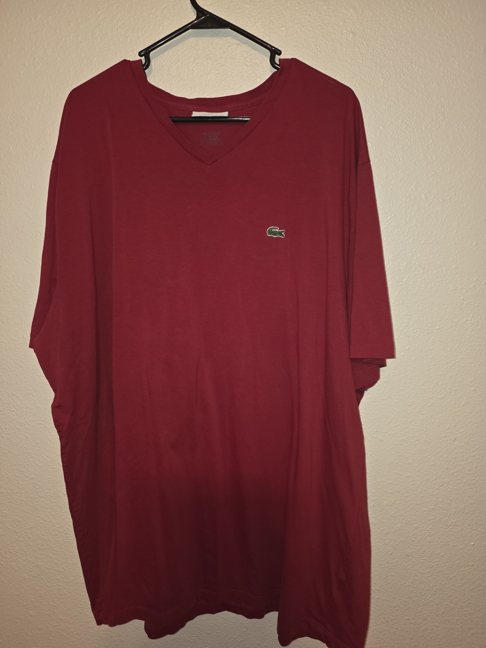 Lacoste Men's V-Neck Short Sleeve Shirt - Red 3XLT